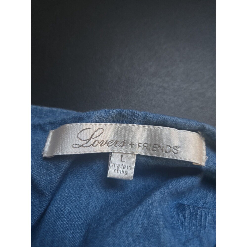 Lover's + Friends Gardenia Blue Wide-Leg Cotton Chambray Jumpsuit Size Large - Picture 12 of 15